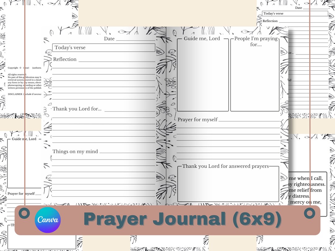 PRAYER JOURNAL KDP Interior, Canva Editable Template - Etsy