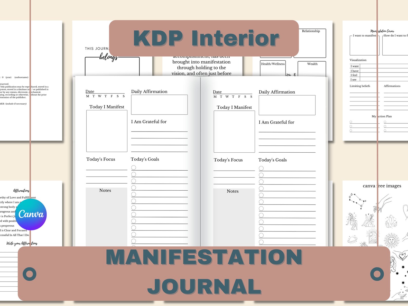 KDP Canva Editable Interior Template Daily Manifestation Journal 6x9 - Etsy