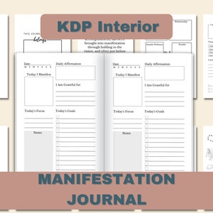 KDP Canva Editable Interior Template; Daily Manifestation Journal| 6x9