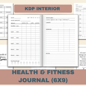 KDP Interior: Health and Fitness Journal, Canva Editable Template, Low Content Commercial Use