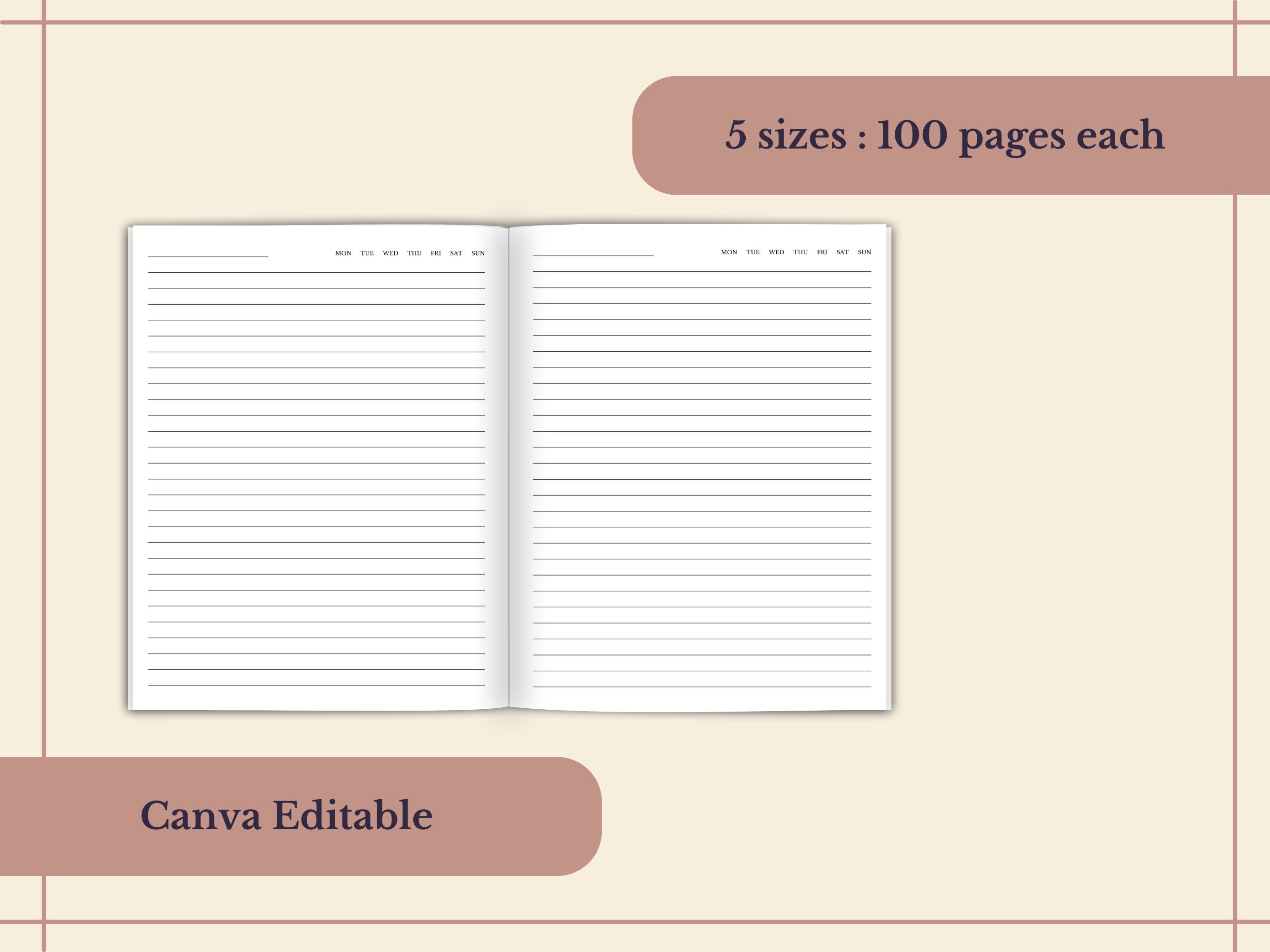 KDP Canva Editable Lined Journal Interior Template 6x9 - Etsy