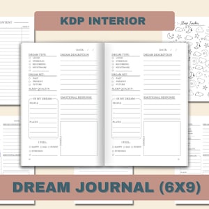 KDP Interior: Sleep Tracker and Dream Journal,  Canva Editable Template, Low Content Commercial Use