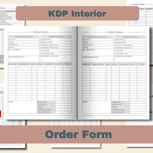 KDP Interior - Order Form & Order Tracker - Ready to Upload PDF - Commercial Use