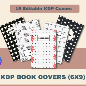 KDP Editable Book Cover Canva Templates: Black & White, for 6x9in Notebooks, Journal and Planners | Commercial use