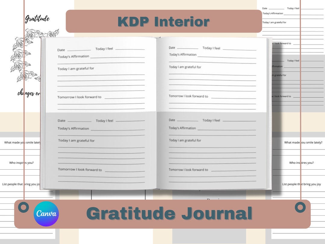 KDP Canva Editable Interior Template, Gratitude Journal (6x9 With Bleed ...