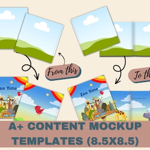 KDP APLUS Content Canva Mock up Templates for Low Content Books: Size 8.5x8.5