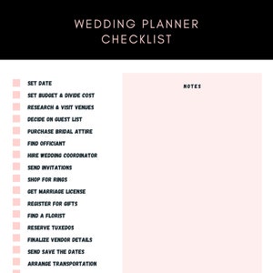 Wedding Check List Printable- Instant Download