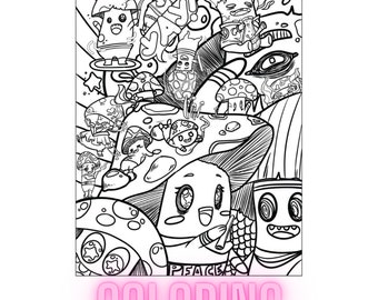 Psychedelic Coloring Etsy