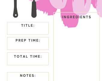 Recipe Menu Cards Printable