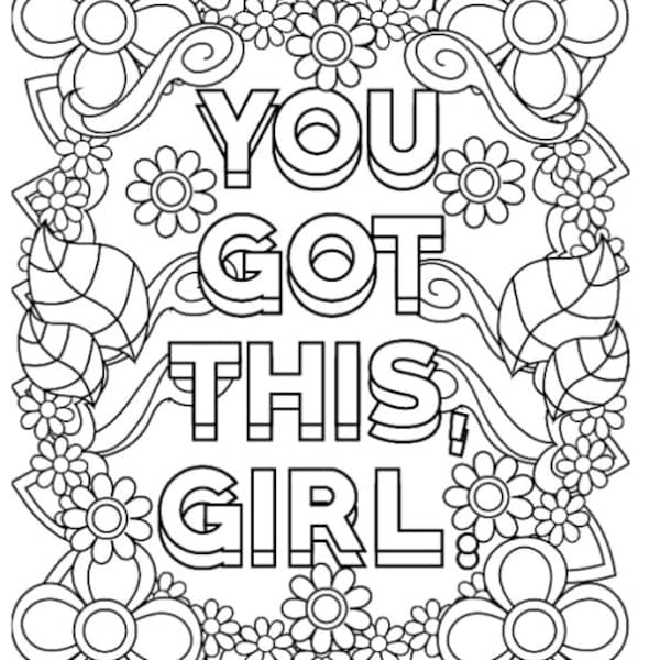 100 Page Adult Motivational Coloring Book - Printable