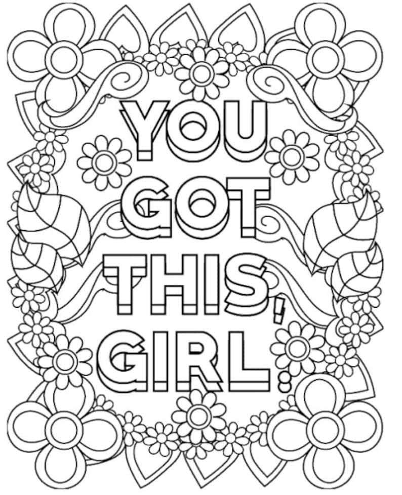 100 Page Adult Motivational Coloring Book Printable image 1