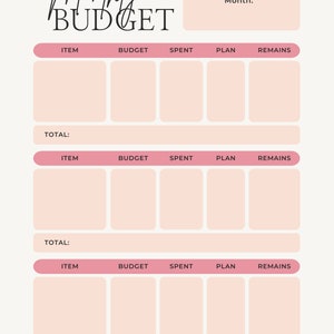Monthly Budget - Instant Download PDF Printable | Budget Printable | Personal Finance Template| Budget Template