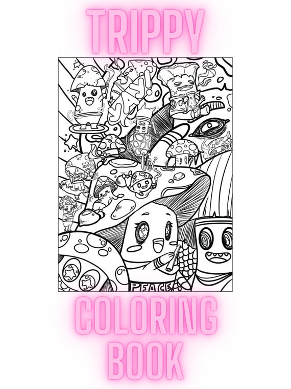 30 Page Psychedelic Trippy Adult Coloring Book - Digital Instant Download - Printable