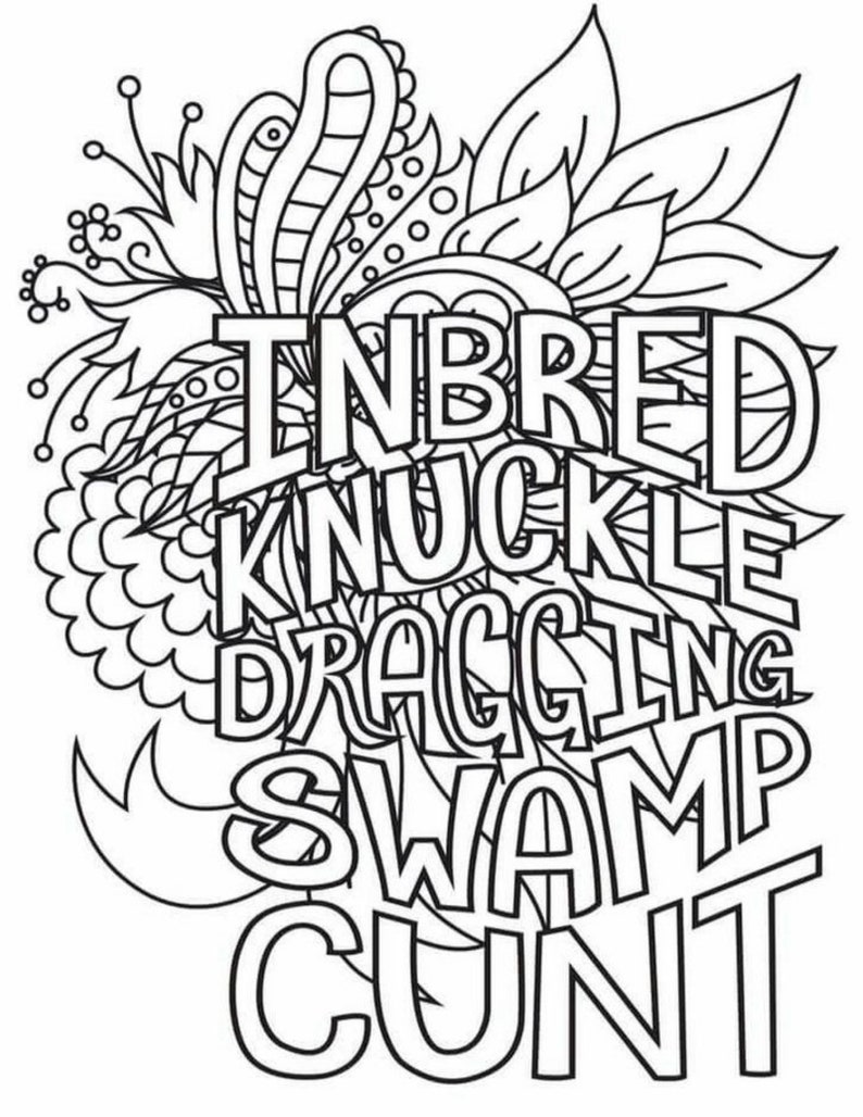 40 Page Fuck This Shit Adult Swear Word Coloring Book Digital Download