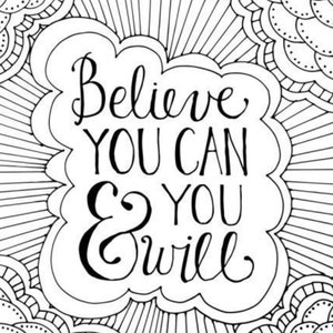 100 Page Believe in Yourself Adult Coloring Book - Printable/ Digital ...