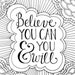 100 Page Believe in Yourself Adult Coloring Book Printable/ Digital ...