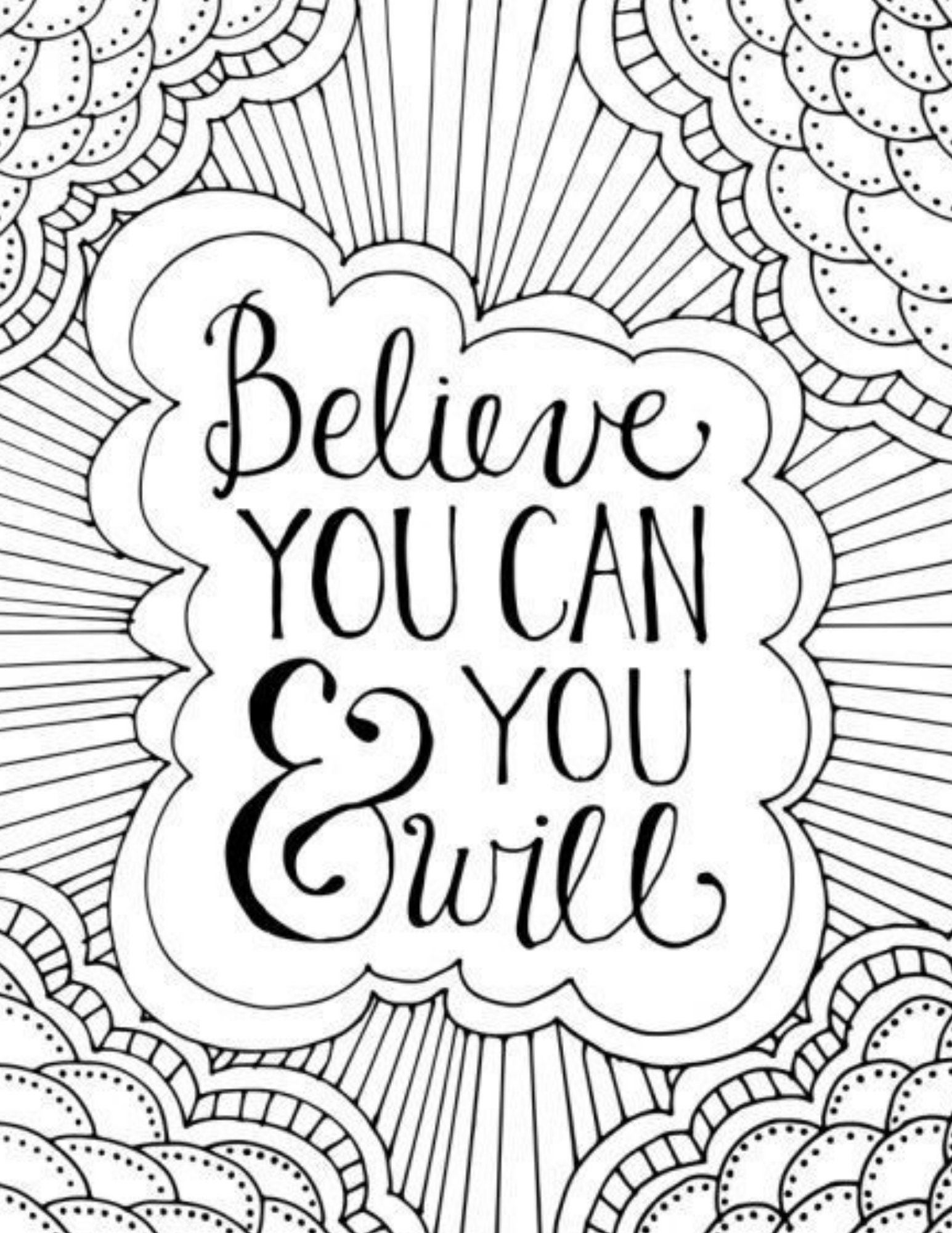 100 Page Believe in Yourself Adult Coloring Book Printable/ - Etsy