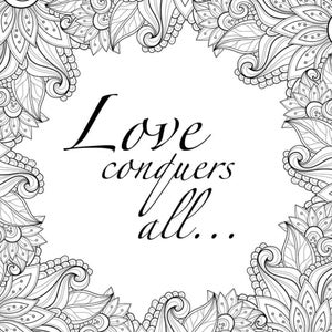 Love Conquers All. Soulmate / Couple Adult Coloring Book - Digital Download