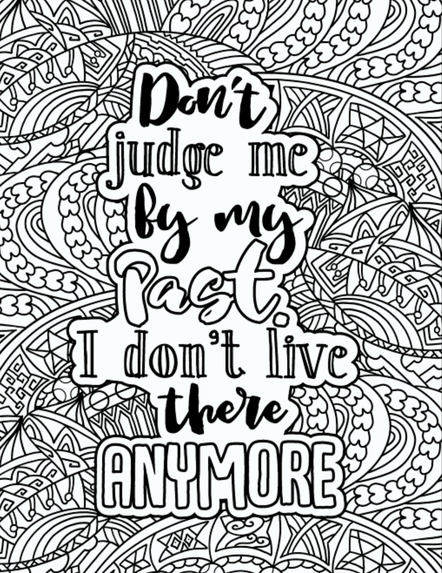 98 Page Anxiety Stress Relief Coloring Book for Adults Digital Download