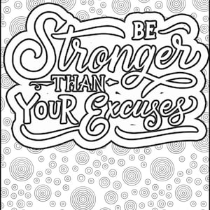 100 Page Adult Motivational Coloring Book Printable image 4