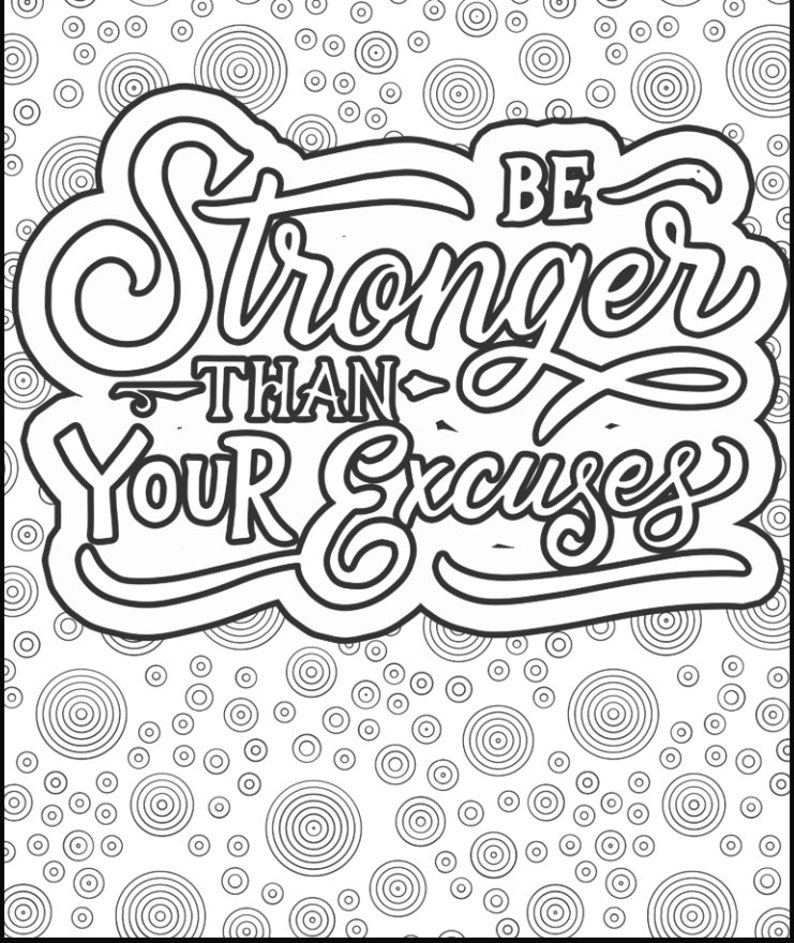 100 Page Adult Motivational Coloring Book Printable image 4