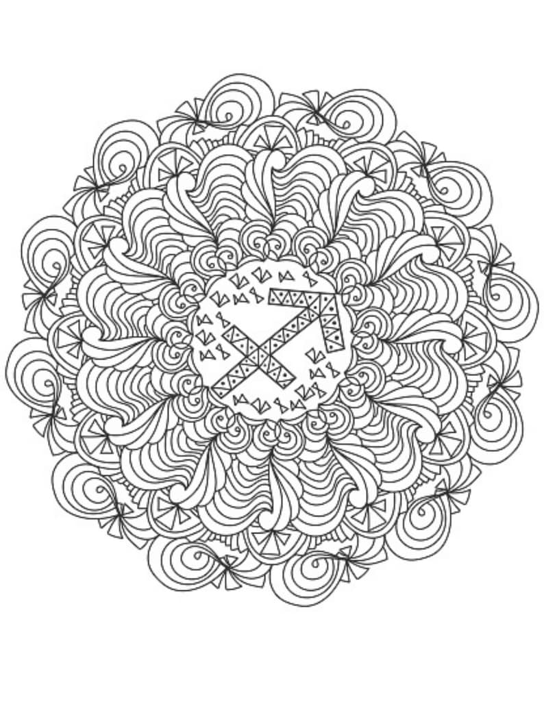 May include: A black and white mandala design featuring the astrological symbol for Sagittarius in the center.