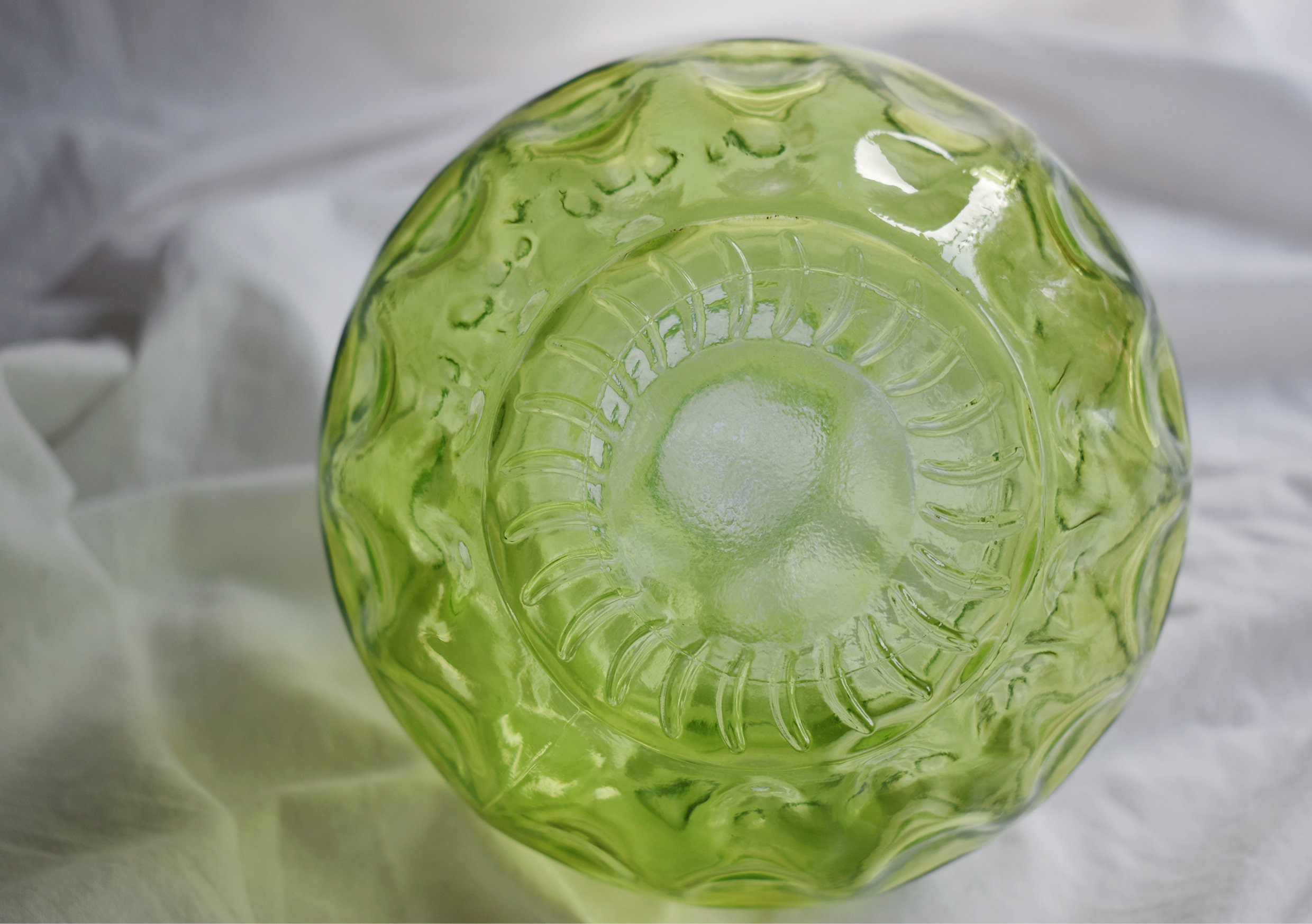 Green bubble vase recycled glass 1970's rare vintage glass Etsy
