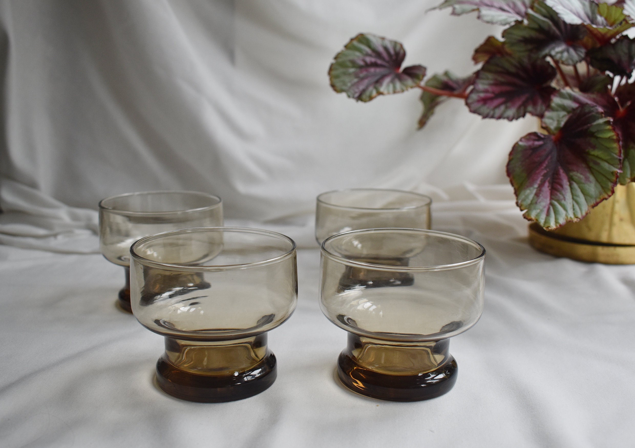 Vintage French Luminarc smoked glass dessert bowls 1970s retro Etsy