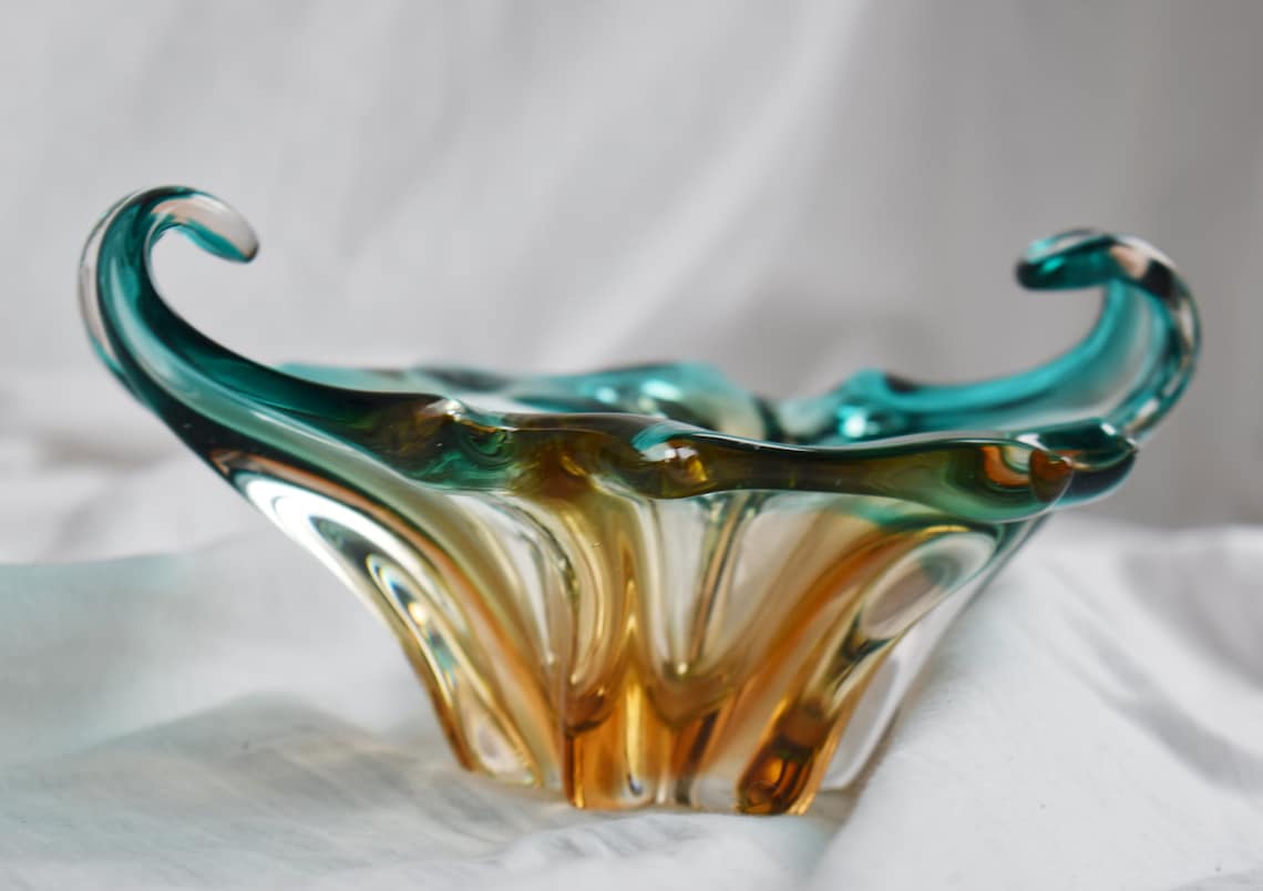 Murano art glass ashtray 1960s rare vintage Etsy