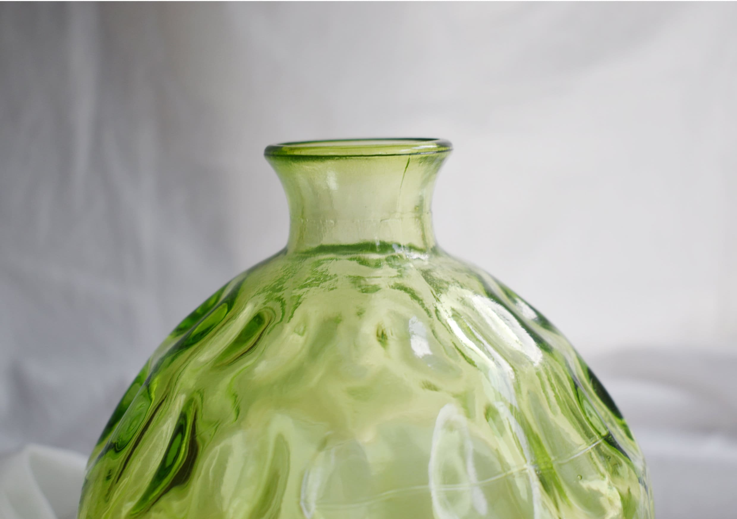 Green Bubble Vase Recycled Glass 1970's Rare Vintage Glass Etsy UK