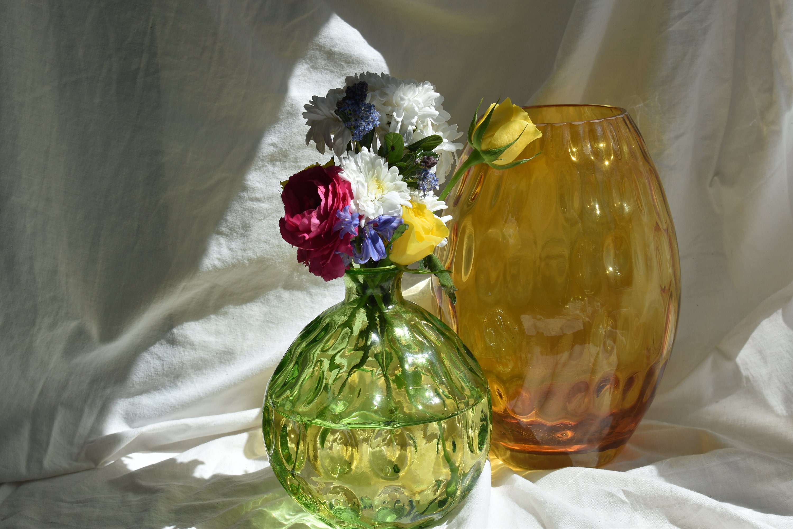 Green bubble vase recycled glass 1970's rare vintage glass Etsy