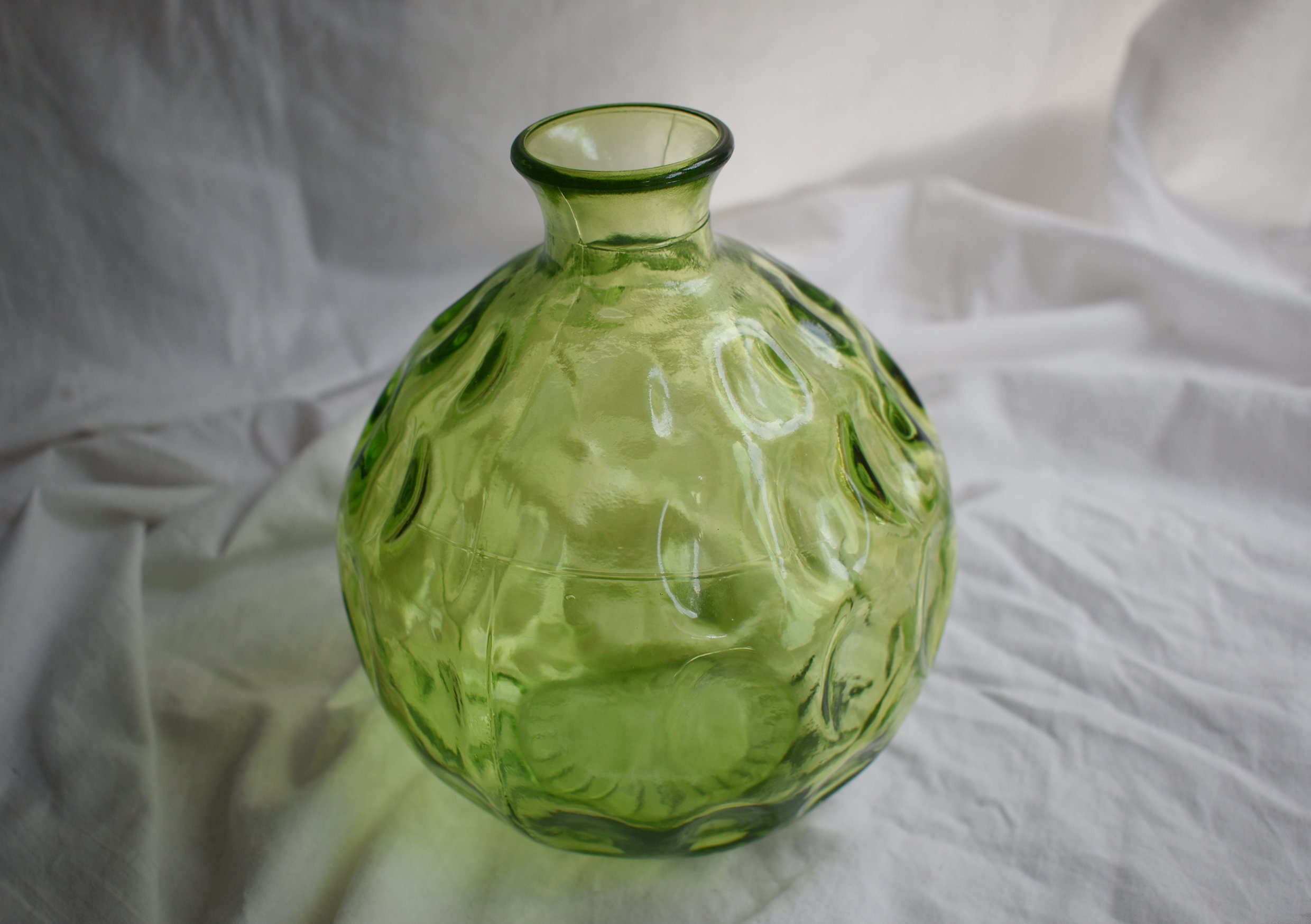 Green bubble vase recycled glass 1970's rare vintage glass Etsy