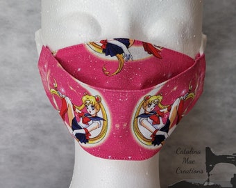 Sailor Moon Logo (Dark Pink) 3D Mask (Adult and Child Sizes) 2 or 3 Layers