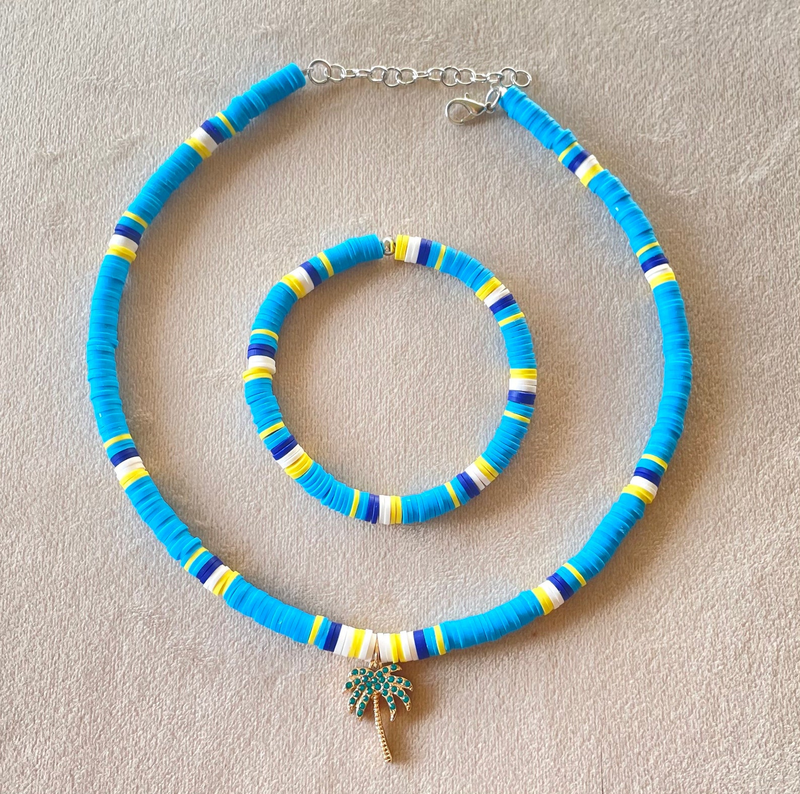 Choker and Bracelet Clay Beads Set Etsy