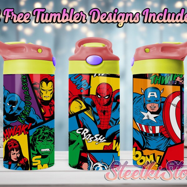 Super Hero 12 Oz Tumbler Wrap Png, Sippy Cup 12 Oz Png, Flip-top Cup 12 Oz Png, Super Hero Kids Cup Png Sublimation Digital Download