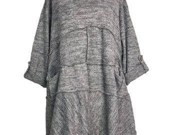Italian Lagenlook Grey Panel Dress / Top - UK Plus Size 16 18 20 22 24