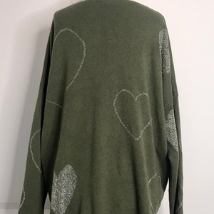 Made In Italy Lagenlook Olive /Silver Heart Jumper UK Plus Size 16 18 20 22 image 6