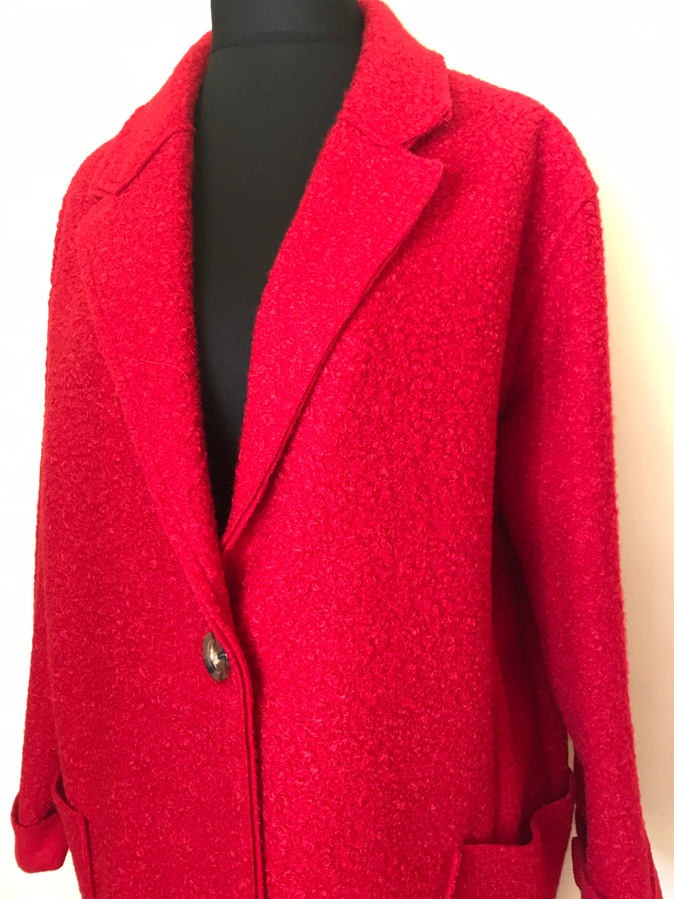 Made in Italy Lagenlook Red Boucle Teddy Jacket UK 14 16 18 | Etsy UK