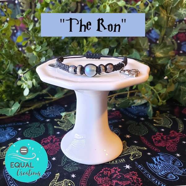 The Ron Wizard Bracelet Blue and Silver Beading Car Charm Handstamped Handmade Handwoven