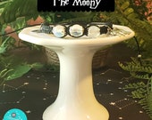 The Moony Wizard Bracelet Opalescent Glass Beading Silver Werewolf Charm Silver Spacers Handmade