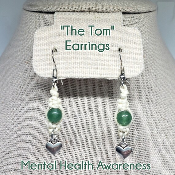 The Tom Mental Health Awareness Earrings Green Adventurine Etsy