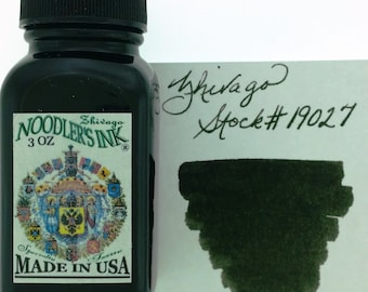 Noodler's Zhivago , Green Ink 3oz (90ml) + Free 3ml Fountain pen Ink Sample