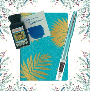 Geschenkset und Geschenkkombination: Pilot Metropolitan Retro Turquoise Füllfederhalter + Noodler's Turquoise Ink _Clairefountain Notizbuch