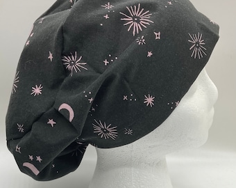 Euro style OR/ surgical/ scrub cap black spellbound