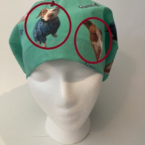 Personalized scrub caps with your pet's picture(s) and name