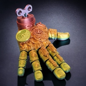 Articulated Steampunk Hand - Stash Container - Halloween Flexi - 3D Printed Fidget Toy