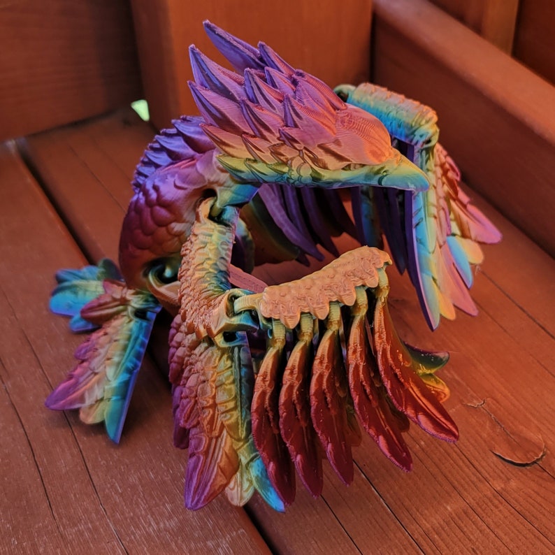 3D Printed Articulated Phoenix Fidget: PLA Plastic Fantasy Decor image 4