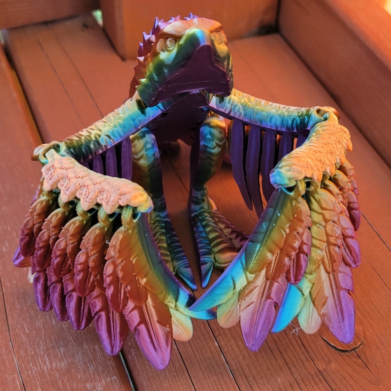 3D Printed Articulated Phoenix Fidget: PLA Plastic Fantasy Decor image 5