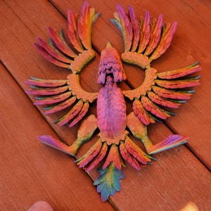 3D Printed Articulated Phoenix Fidget: PLA Plastic Fantasy Decor image 3