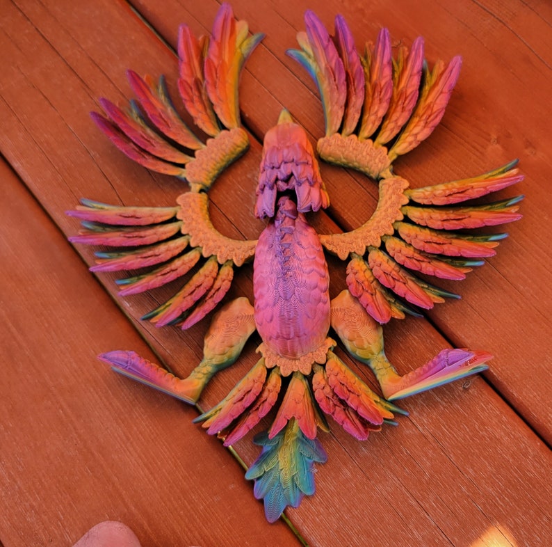 3D Printed Articulated Phoenix Fidget: PLA Plastic Fantasy Decor image 3